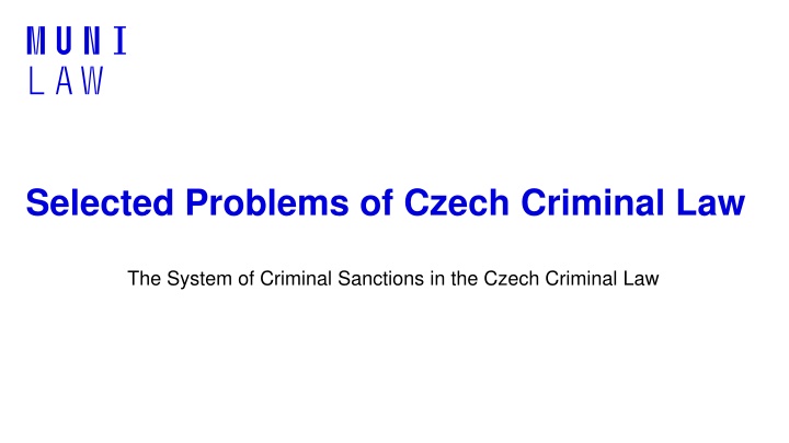 Overview of Criminal Sanctions in Czech Law