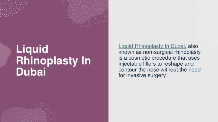 liquid rhinoplasty in dubai n.w