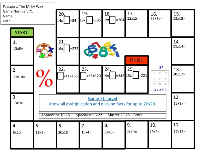 Milky Way Passport Games - Numbers and Challenges