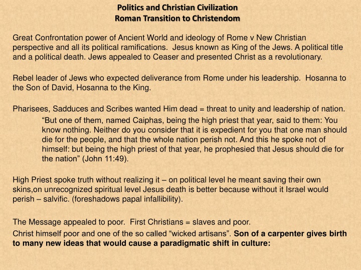Transition from Roman Politics to Christian Civilization: A Paradigmatic Shift