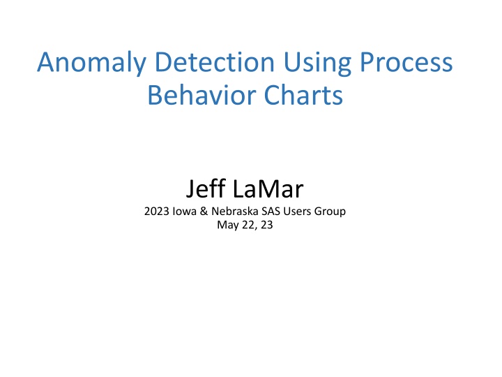 Anomaly Detection Using Process Behavior Charts