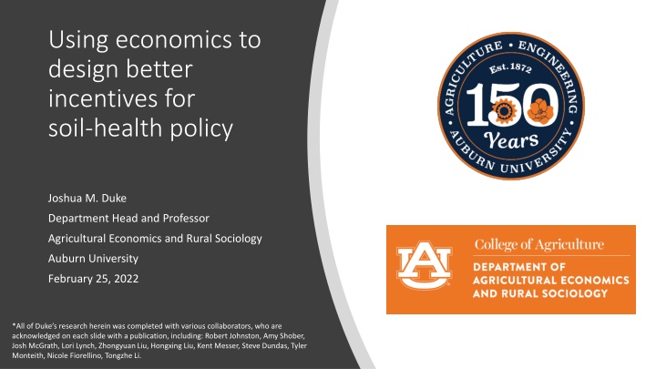 Economics for Improving Soil Health Policy Incentives