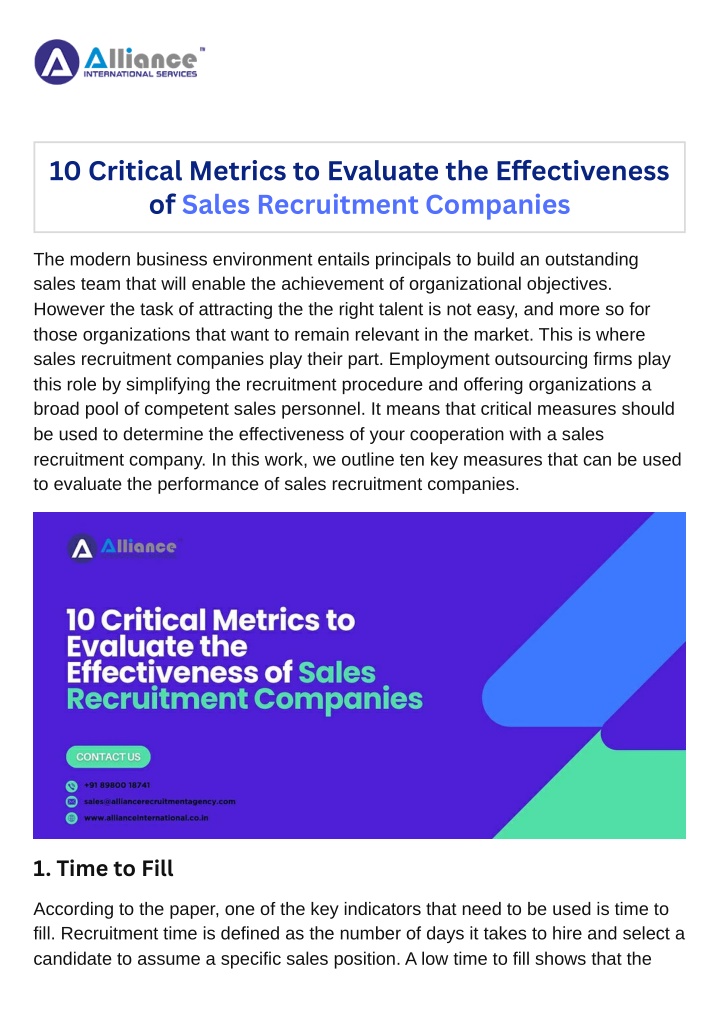 10 critical metrics to evaluate the e ectiveness n.w