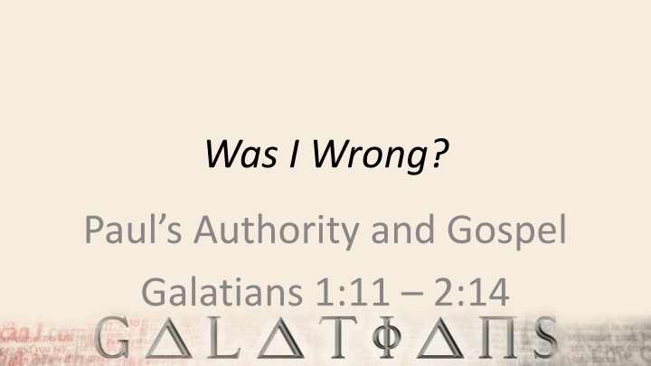 Paul's Authority and Gospel in Galatians