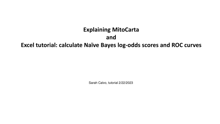 MitoCarta and Naive Bayes Integration in Excel Tutorial