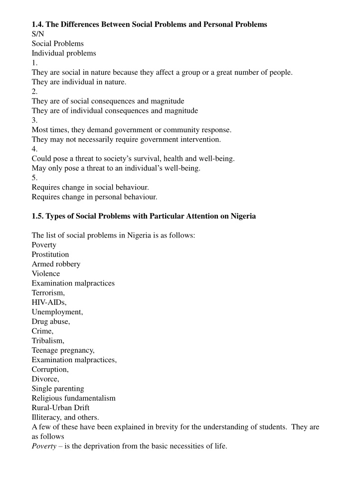Social Problems in Nigeria