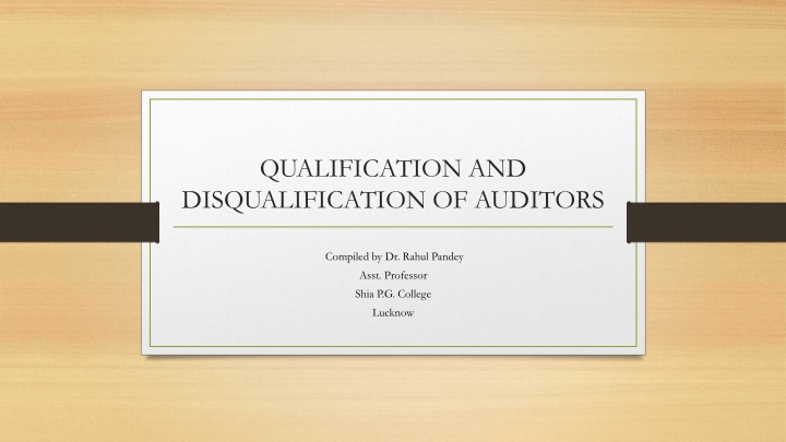 Qualification and Disqualification of Auditors in Company Law