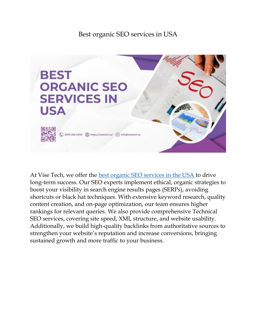 best organic seo services in usa n.w