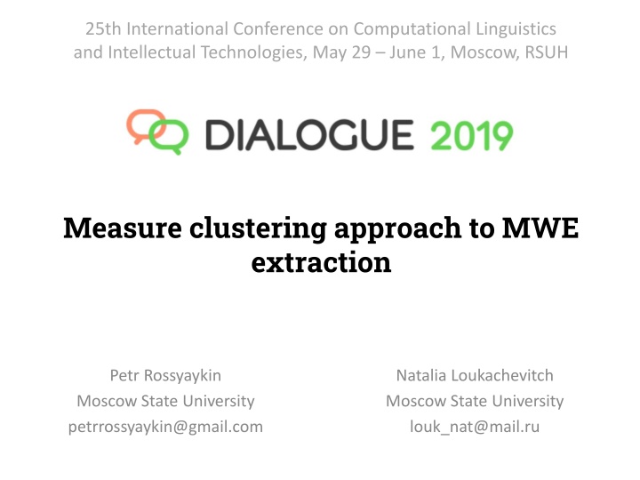 Unsupervised Multiword Expression Extraction Using Measure Clustering Approach