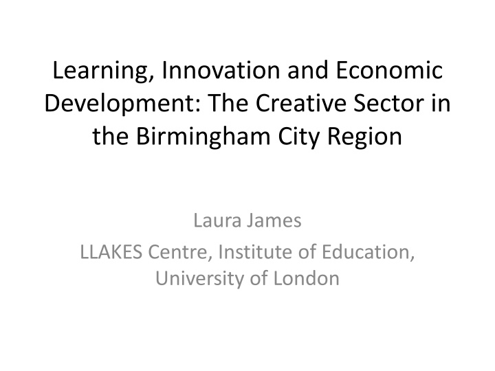 Economic Development and Innovation in Birmingham City Region