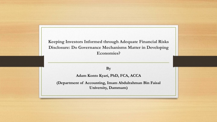 Governance Mechanisms and Financial Risks Disclosure in Developing Economies