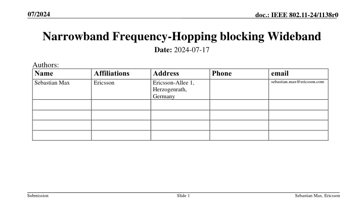 Analyzing Blocking Probability in Wideband Links with Narrowband Frequency Hopping