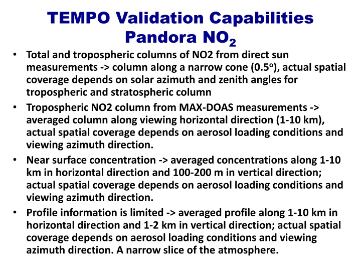 Pandora Advanced Validation Capabilities for NO2 Monitoring