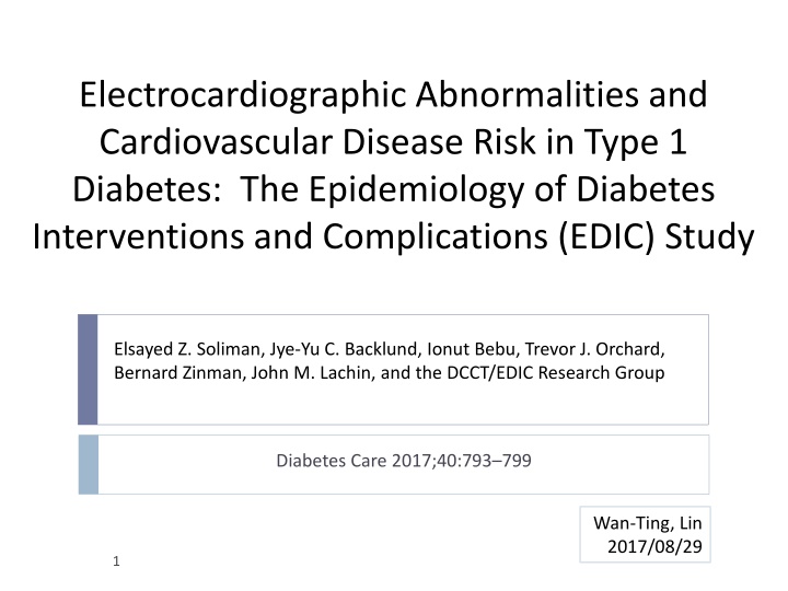 Electrocardiographic Abnormalities and Cardiovascular Disease Risk in Type 1 Diabetes