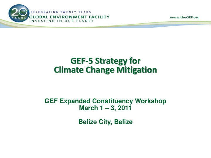 GEF-5 Climate Change Mitigation Strategies and Financing