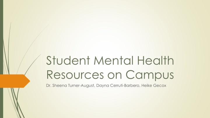 Student Mental Health Resources on Campus Workshop Overview and Team Introduction