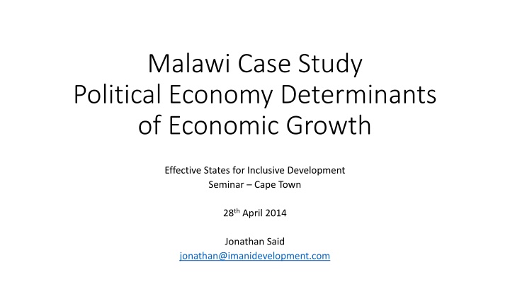 Political Economy Determinants of Economic Growth: Malawi Case Study