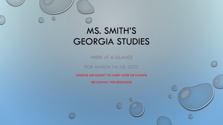 Georgia Studies Week at a Glance: March 14-18, 2022