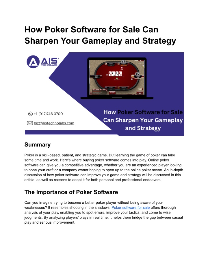 how poker software for sale can sharpen your n.w