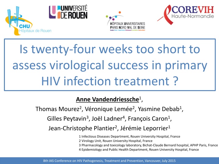 Virological Success Assessment in Primary HIV Infection Treatment at 24 Weeks