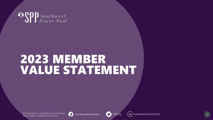 Southwest Power Pool 2023 Member Value Statement Overview