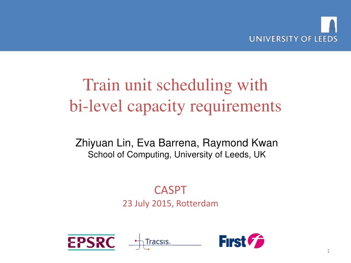 Train Unit Scheduling Study: Optimal Capacity Management Approach