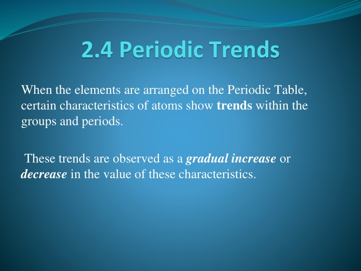 Periodic Trends in Atomic Characteristics