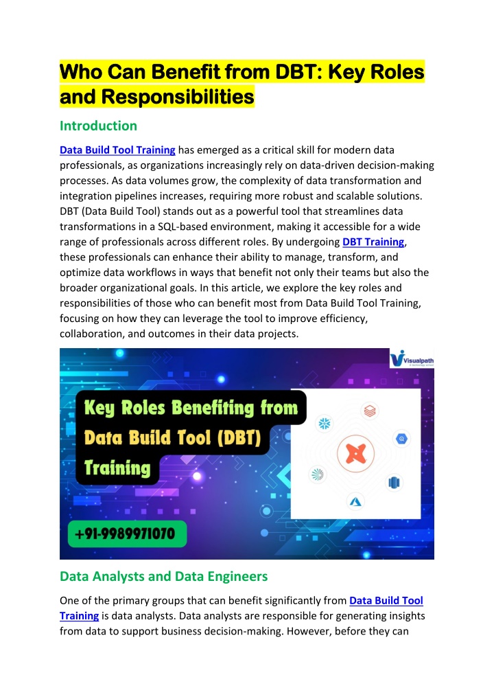 who can benefit from dbt key roles n.w
