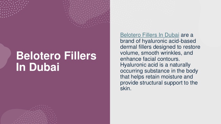 belotero fillers in dubai are a brand n.w
