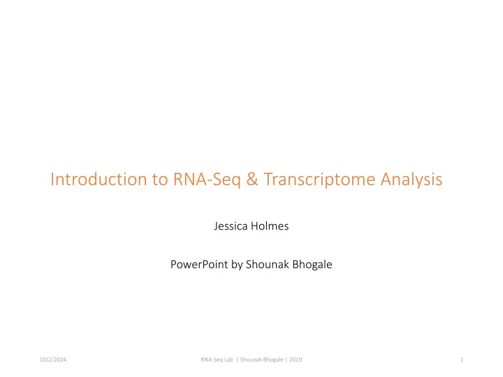 Introduction to RNA-Seq & Transcriptome Analysis Summary