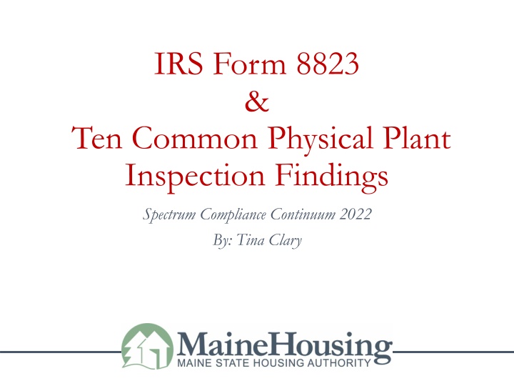 Common Physical Plant Inspection Findings and Compliance Issues