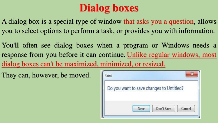Dialog Boxes and Windows: A Visual Guide