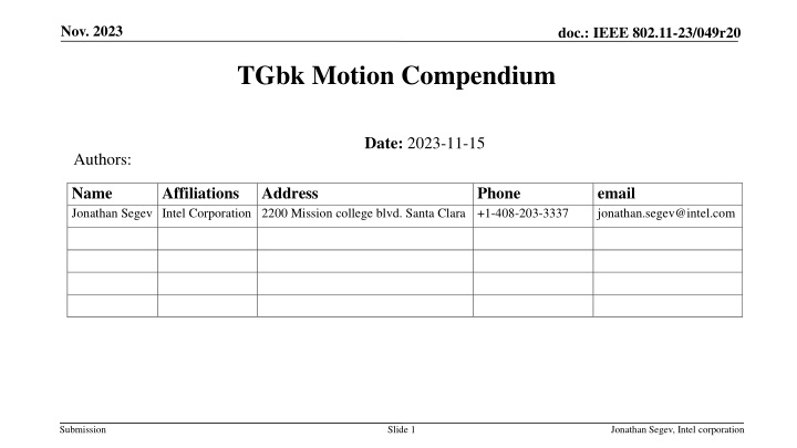IEEE 802.11-23/049r20 TGbk Motion Compendium - Nov. 2023