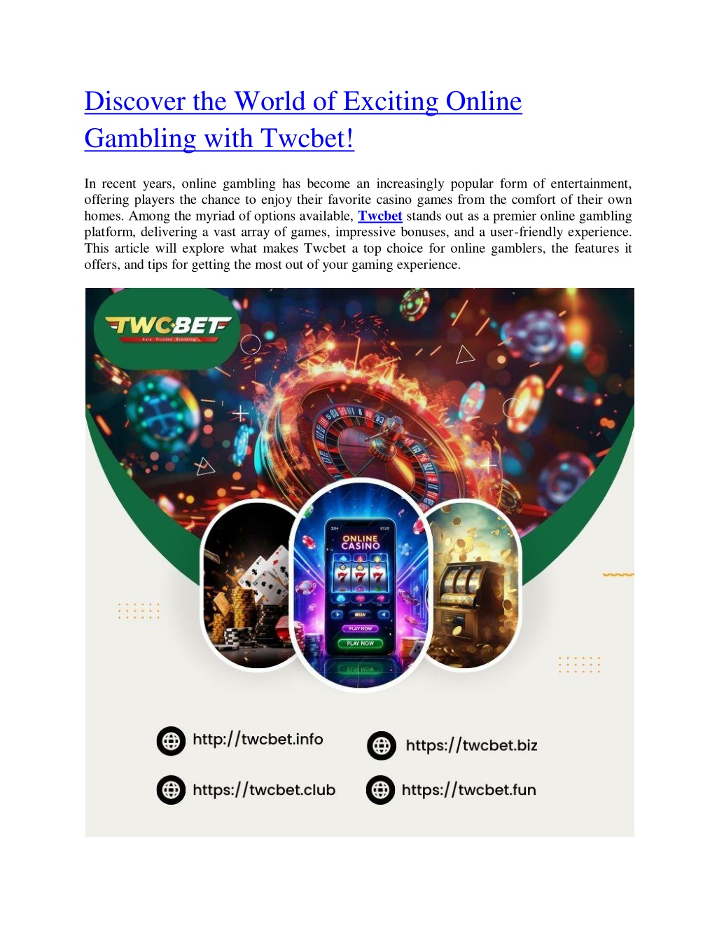 discover the world of exciting online gambling l.w