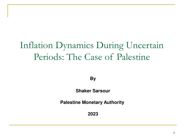 Inflation Dynamics in Palestine: Understanding the Economic Drivers