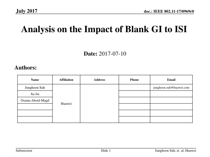 Analysis on Impact of Blank Guard Interval to Inter-Symbol Interference