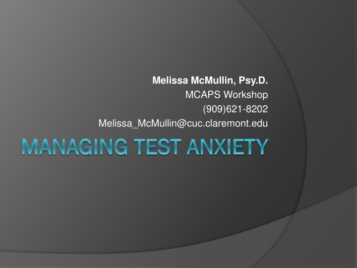 Strategies for Managing Test Anxiety