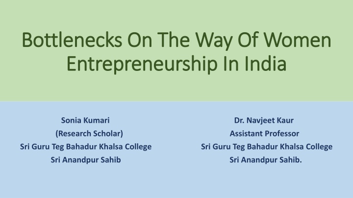 Advancing Women's Entrepreneurship in India: Overcoming Bottlenecks