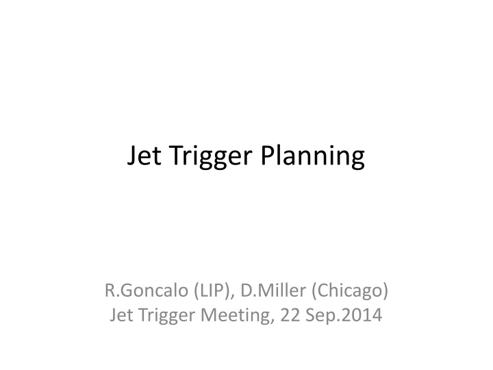 Progress Report on Jet Trigger Planning and Monitoring Discussion