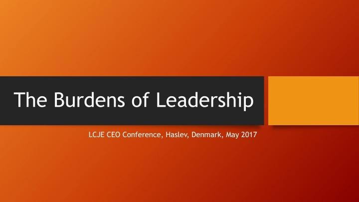 The Burdens of Leadership: Challenges and Advice