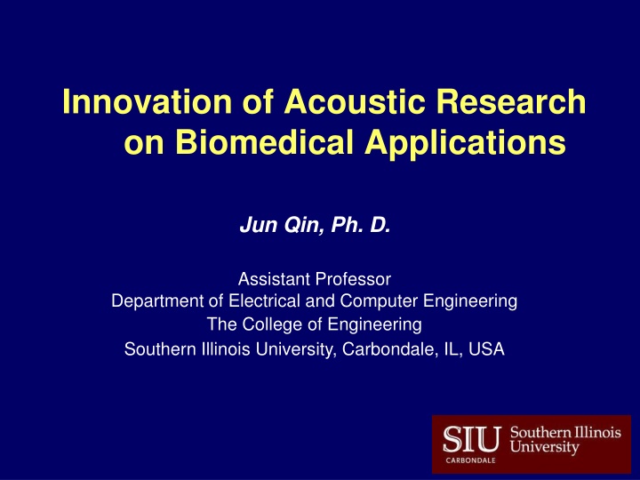 Acoustic Research Innovations in Biomedical Applications