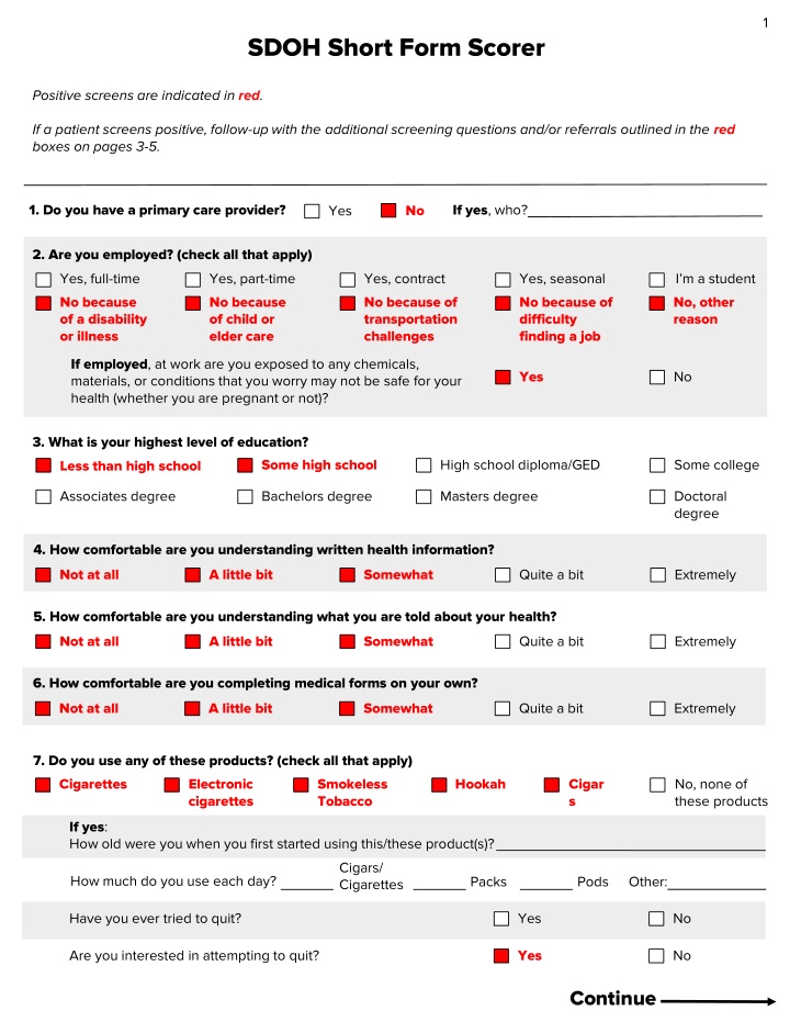 Social Determinants of Health Screening Questionnaire Follow-up