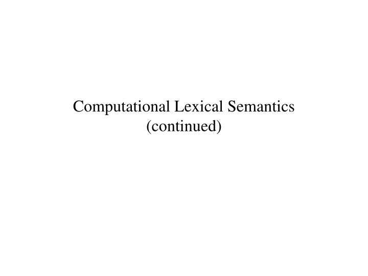Word Sense Disambiguation in Computational Lexical Semantics