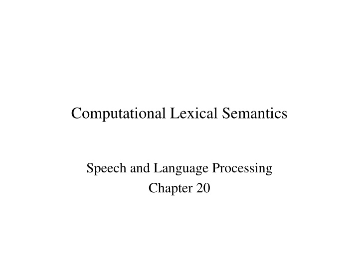 Word Sense Disambiguation in Computational Lexical Semantics