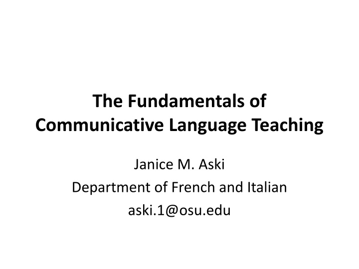 Communicative Language Teaching Fundamentals