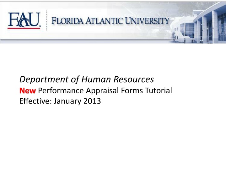 Effective Performance Appraisal Forms Tutorial: January 2013 Update