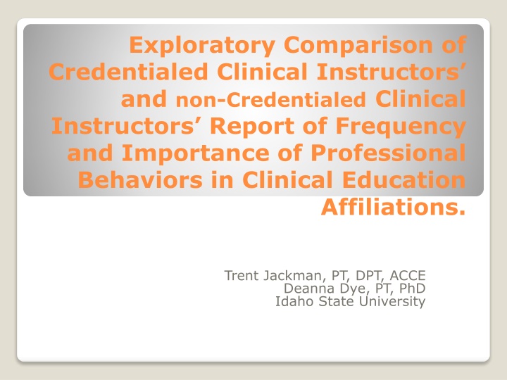 Comparison of Professional Behaviors in Clinical Education