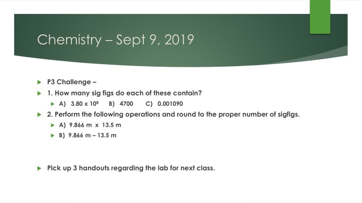 Metric System and Sig Figs in Chemistry