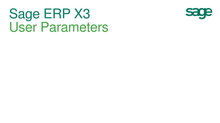 User Parameters in Sage ERP X3