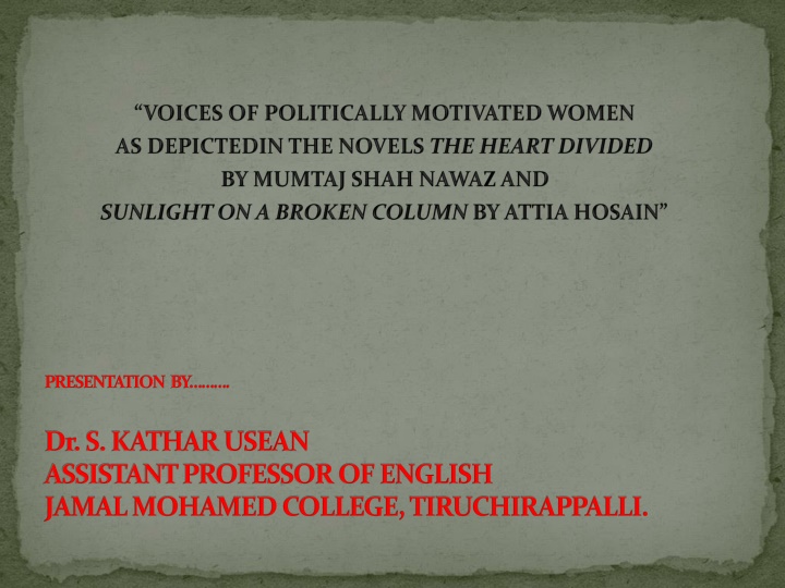Women's Perspectives on Pre-Independence India and Partition